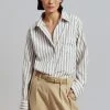 The Frankie Shop Lui Stripe Shirt - Sand CLOTHING
