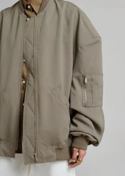 The Frankie Shop Lumi Bomber Jacket - Dark Olive 23 The Frankie Shop Lumi Bomber Jacket - Dark Olive