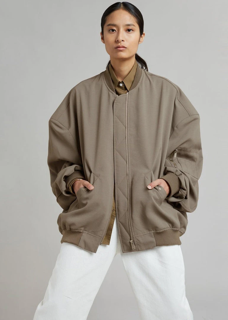 The Frankie Shop Lumi Bomber Jacket - Dark Olive 15 The Frankie Shop Lumi Bomber Jacket - Dark Olive