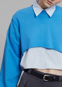 August CLOTHING Luz Cropped Sweatshirt - Blue