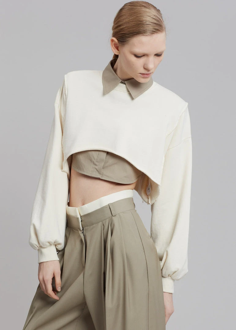 August CLOTHING Luz Cropped Sweatshirt - Cream 1 August CLOTHING Luz Cropped Sweatshirt - Cream