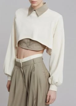 August CLOTHING Luz Cropped Sweatshirt - Cream