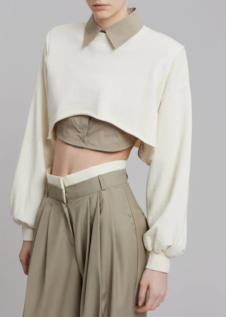 August CLOTHING Luz Cropped Sweatshirt - Cream 2 August CLOTHING Luz Cropped Sweatshirt - Cream