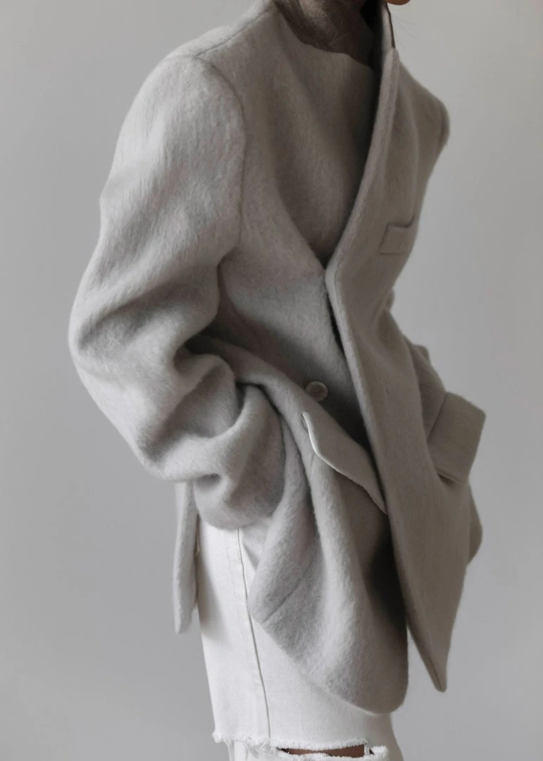 The Frankie Shop Mabel Fuzzy Oversized Blazer - Birch 3 The Frankie Shop Mabel Fuzzy Oversized Blazer - Birch