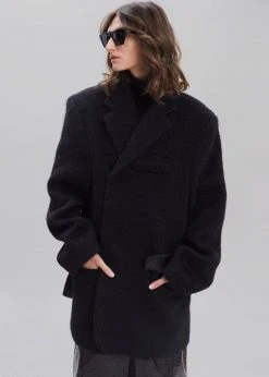 Paper Moon Mabel Fuzzy Oversized Blazer - Black