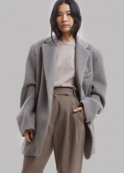 The Frankie Shop CLOTHING Mabel Fuzzy Oversized Blazer - Mink