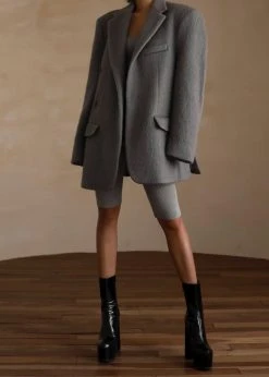 The Frankie Shop CLOTHING Mabel Fuzzy Oversized Blazer - Mink