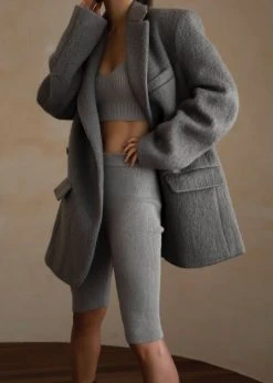 The Frankie Shop CLOTHING Mabel Fuzzy Oversized Blazer - Mink