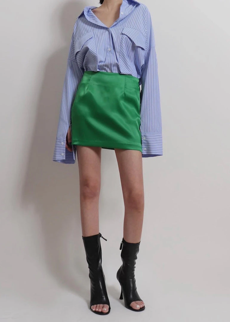 Agit Maddy Satin Mini Skirt - Kelly Green 3 Agit Maddy Satin Mini Skirt - Kelly Green