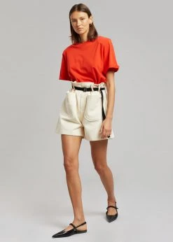 The Frankie Shop Mae Denim Shorts - Beige