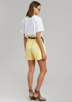 The Frankie Shop Mae Denim Shorts - Pale Yellow CLOTHING