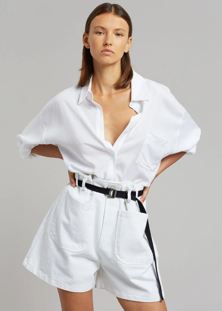 The Frankie Shop CLOTHING Mae Denim Shorts - White 1 The Frankie Shop CLOTHING Mae Denim Shorts - White