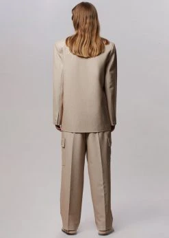 The Frankie Shop Maesa Collarless Jacket - Taupe Melange