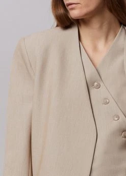 The Frankie Shop Maesa Collarless Jacket - Taupe Melange