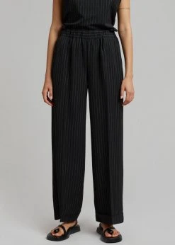 Le PPL CLOTHING Malo Pinstripe Pants - Black