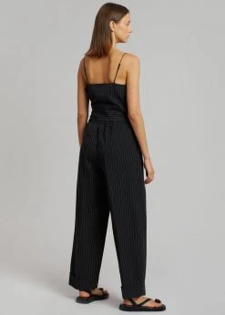 Le PPL CLOTHING Malo Pinstripe Pants - Black