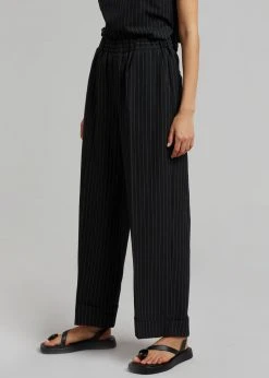 Le PPL CLOTHING Malo Pinstripe Pants - Black