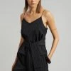 Le PPL Malo Pinstripe Top - Black