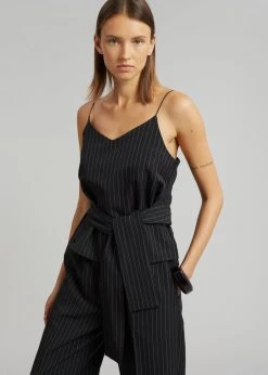 Le PPL Malo Pinstripe Top - Black