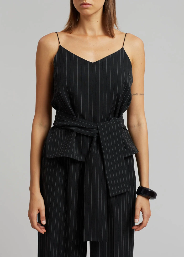 Le PPL Malo Pinstripe Top - Black 2 Le PPL Malo Pinstripe Top - Black