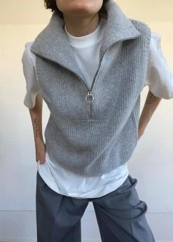 Mini Market CLOTHING Malou Zip Vest - Heather Grey