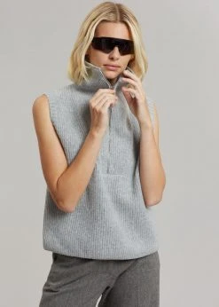 Mini Market CLOTHING Malou Zip Vest - Heather Grey 19 Mini Market CLOTHING Malou Zip Vest - Heather Grey