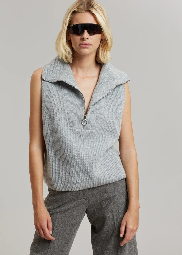 Mini Market CLOTHING Malou Zip Vest - Heather Grey 5 Mini Market CLOTHING Malou Zip Vest - Heather Grey