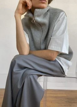 Mini Market CLOTHING Malou Zip Vest - Heather Grey 14 Mini Market CLOTHING Malou Zip Vest - Heather Grey