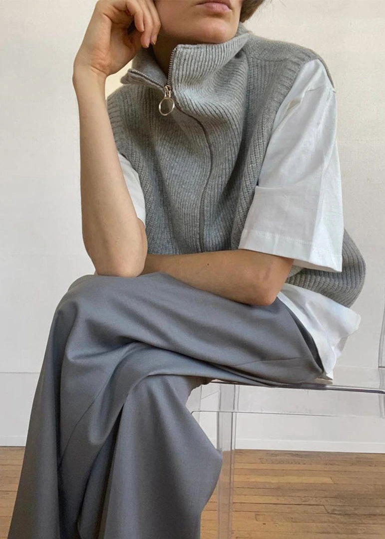 Mini Market CLOTHING Malou Zip Vest - Heather Grey 4 Mini Market CLOTHING Malou Zip Vest - Heather Grey