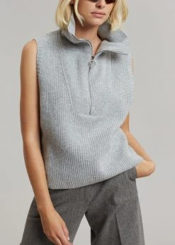 Mini Market CLOTHING Malou Zip Vest - Heather Grey 16 Mini Market CLOTHING Malou Zip Vest - Heather Grey