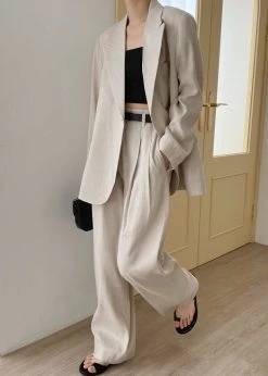 The Frankie Shop Maria Linen Blazer - Beige