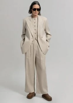 The Frankie Shop Maria Linen Blazer - Beige