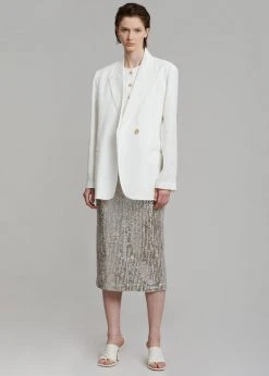 The Frankie Shop Maria Linen Blazer - White