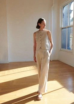 The Frankie Shop CLOTHING Maria Linen Pants - Beige