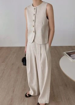 The Frankie Shop CLOTHING Maria Linen Pants - Beige