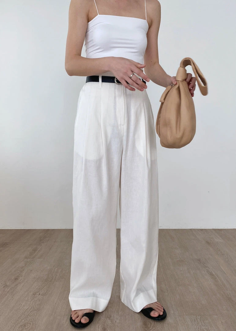 The Frankie Shop CLOTHING Maria Linen Pants - White 1 The Frankie Shop CLOTHING Maria Linen Pants - White