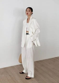 The Frankie Shop CLOTHING Maria Linen Pants - White 12 The Frankie Shop CLOTHING Maria Linen Pants - White