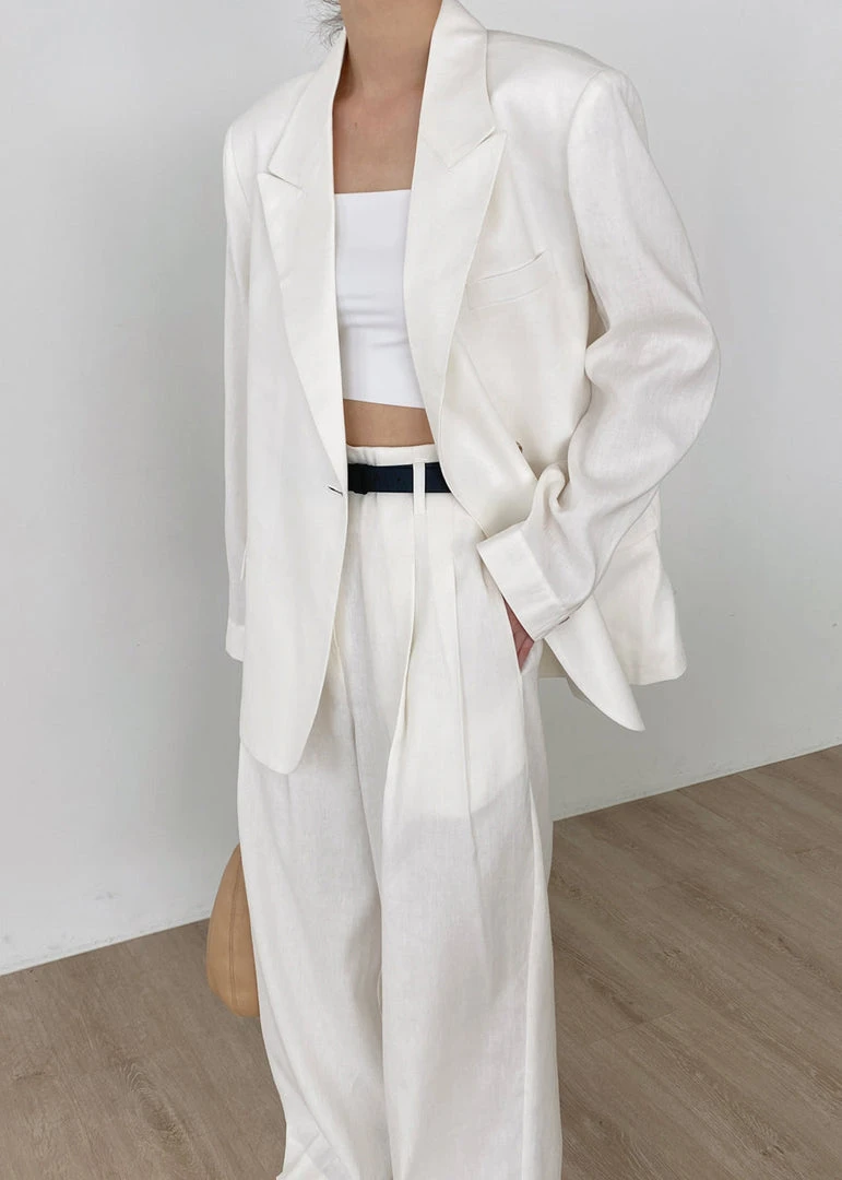The Frankie Shop CLOTHING Maria Linen Pants - White 4 The Frankie Shop CLOTHING Maria Linen Pants - White