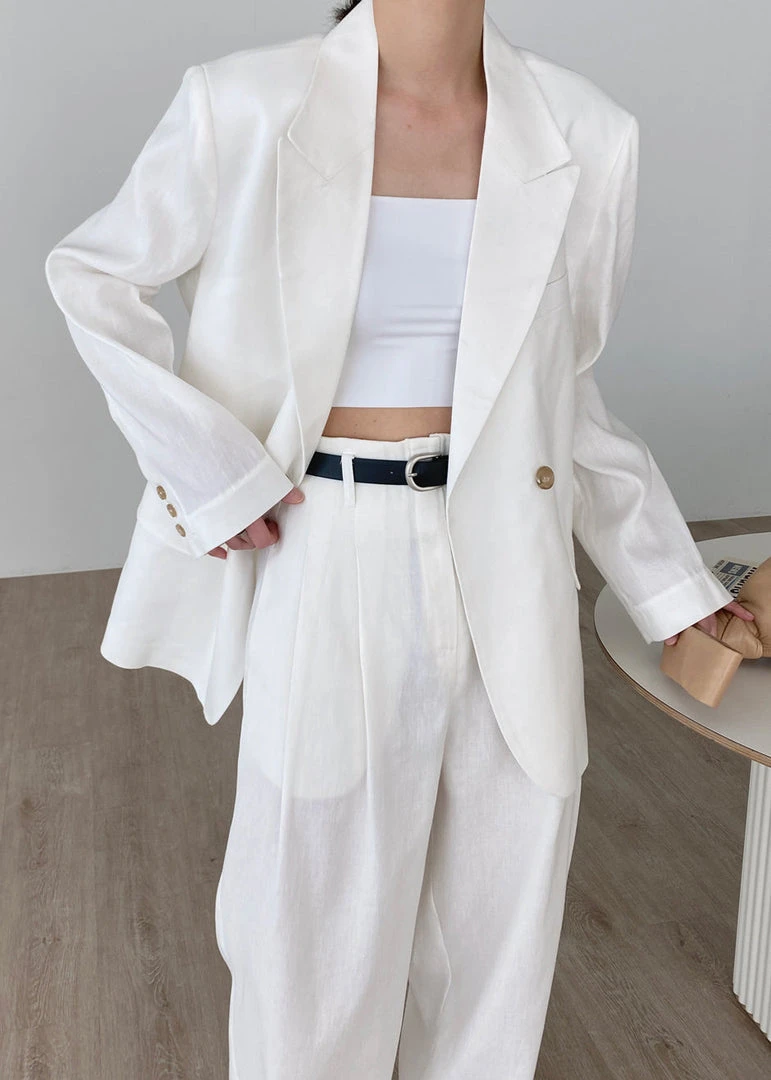 The Frankie Shop CLOTHING Maria Linen Pants - White 5 The Frankie Shop CLOTHING Maria Linen Pants - White