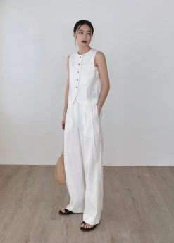 The Frankie Shop CLOTHING Maria Linen Pants - White 9 The Frankie Shop CLOTHING Maria Linen Pants - White
