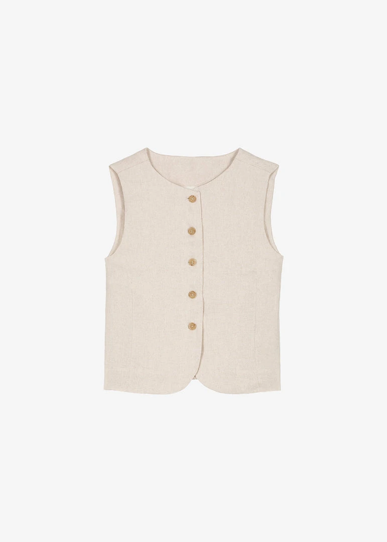 The Frankie Shop Maria Linen Vest - Beige CLOTHING 11 The Frankie Shop Maria Linen Vest - Beige CLOTHING