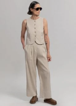 The Frankie Shop Maria Linen Vest - Beige CLOTHING 16 The Frankie Shop Maria Linen Vest - Beige CLOTHING