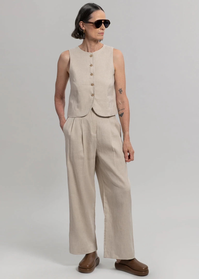 The Frankie Shop Maria Linen Vest - Beige CLOTHING 4 The Frankie Shop Maria Linen Vest - Beige CLOTHING