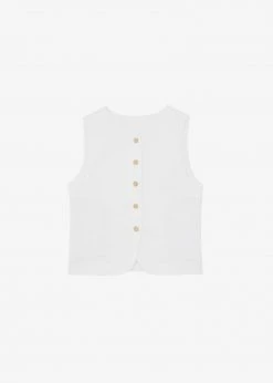 The Frankie Shop CLOTHING Maria Linen Vest - White 13 The Frankie Shop CLOTHING Maria Linen Vest - White