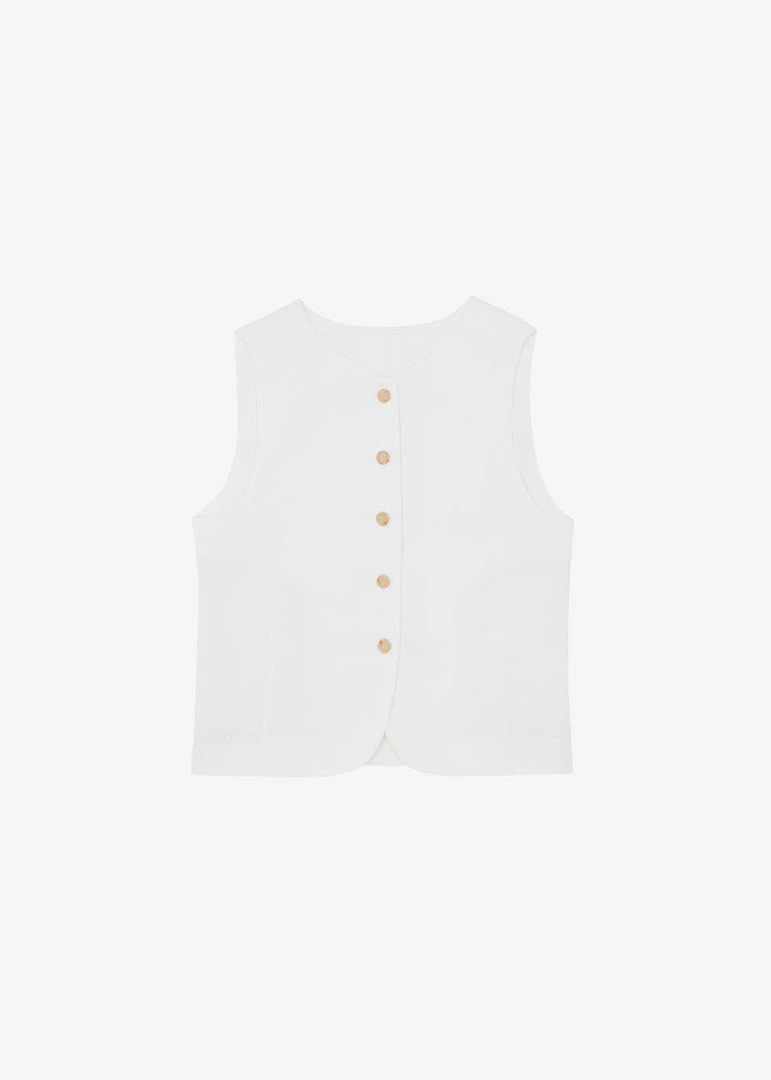 The Frankie Shop CLOTHING Maria Linen Vest - White 7 The Frankie Shop CLOTHING Maria Linen Vest - White