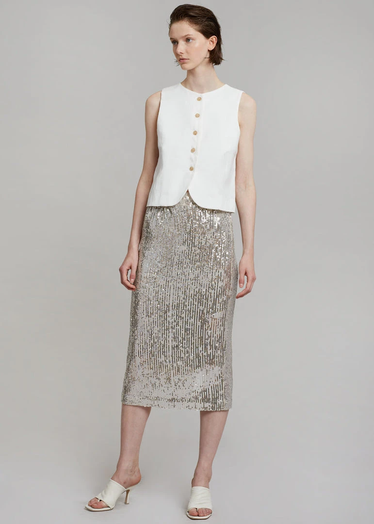 The Frankie Shop CLOTHING Maria Linen Vest - White 4 The Frankie Shop CLOTHING Maria Linen Vest - White