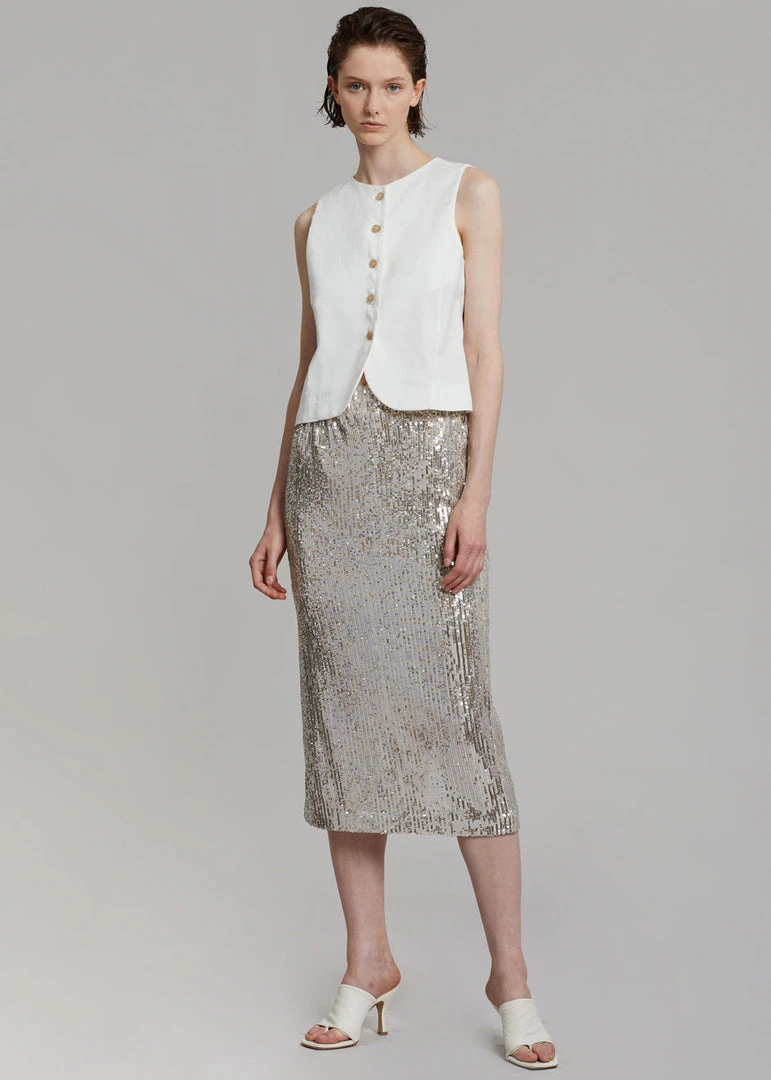 The Frankie Shop CLOTHING Maria Linen Vest - White 6 The Frankie Shop CLOTHING Maria Linen Vest - White