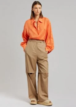 The Frankie Shop Marlow Oversized Linen Shirt - Tangerine 11 The Frankie Shop Marlow Oversized Linen Shirt - Tangerine
