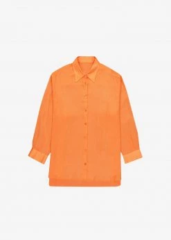 The Frankie Shop Marlow Oversized Linen Shirt - Tangerine 13 The Frankie Shop Marlow Oversized Linen Shirt - Tangerine