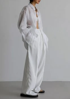 The Frankie Shop Marlow Oversized Linen Shirt - White